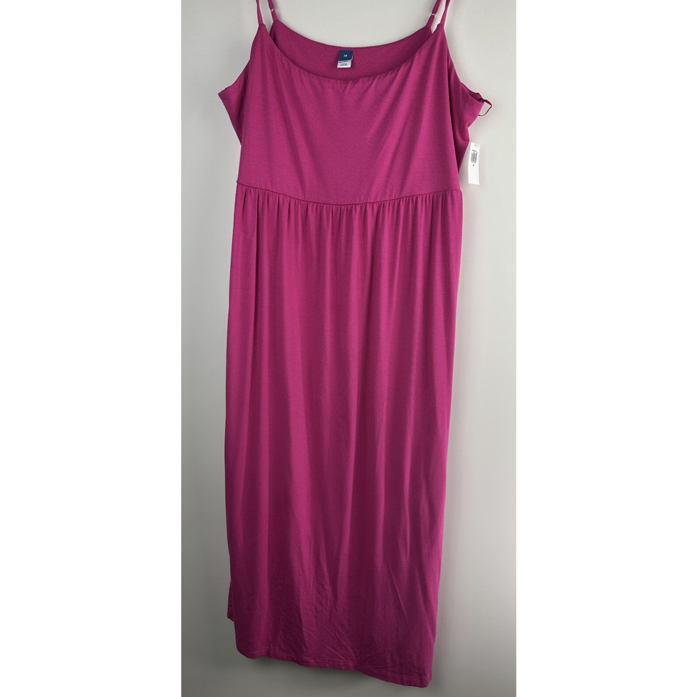 NWT Old Navy Fit & Flare Cami Midi Dress Polarized Pink Stretch Plus Size 2X - Picture 10 of 11